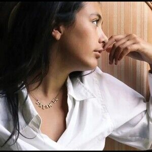 India Hicks Dream On Necklace Womens Gold Lettering Typographic Jewelry